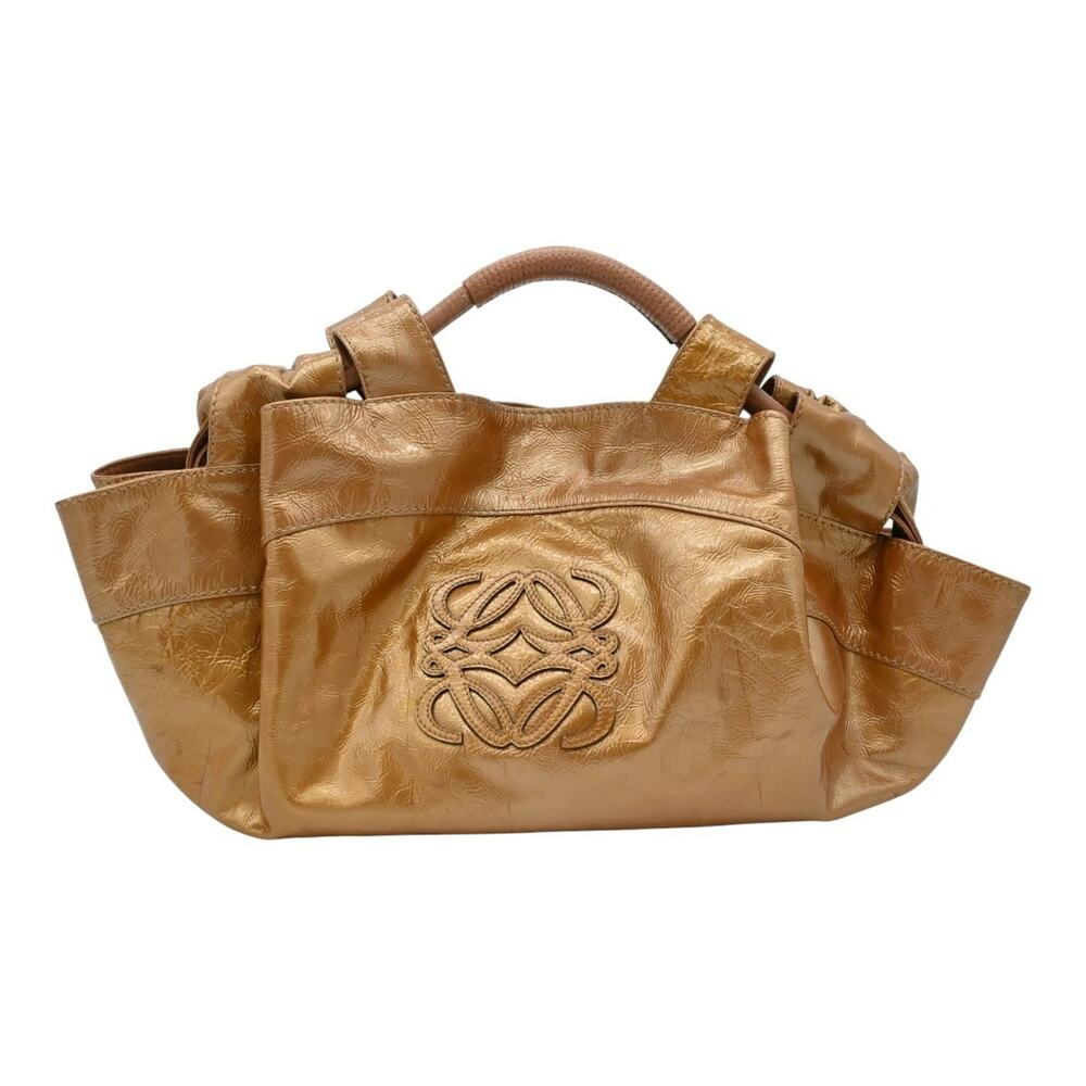 Loewe Aire Gold Crinkle Top Handle Bag